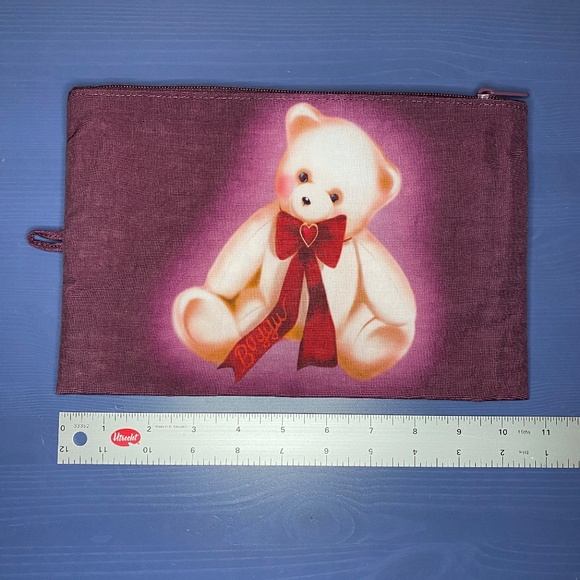 BAGGU Large Flat Pouch Fancy Animals Teddy Bear Print NWOT - Picture 3 of 7